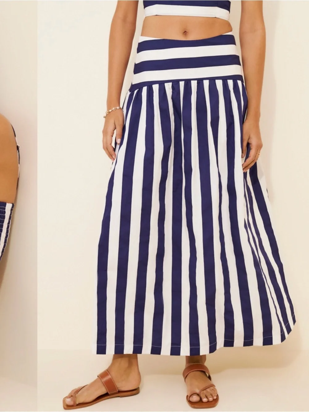 Lusana Oliver Poplin Marine Stripe Skirt - Picture 2 of 6